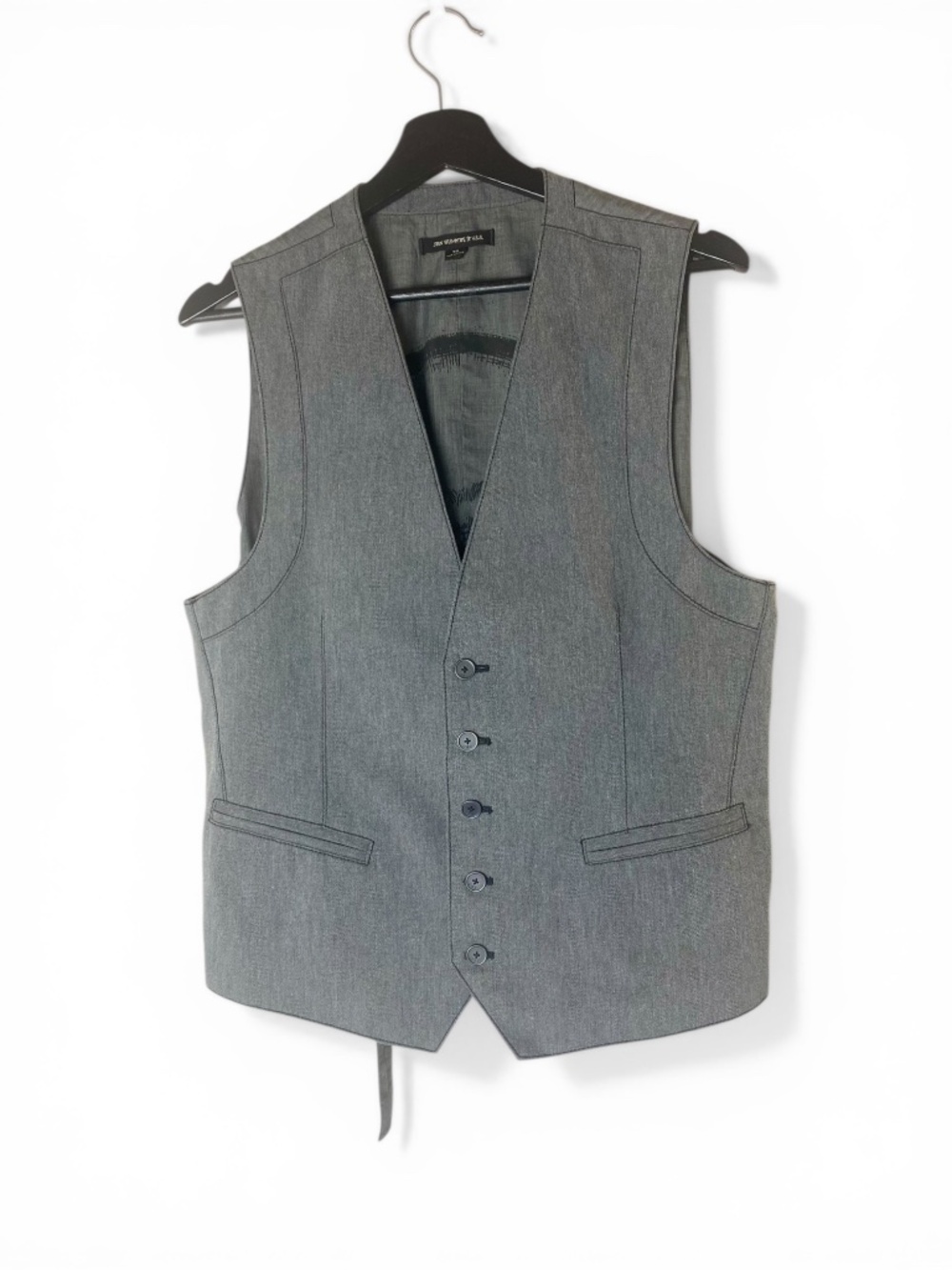 John Varvatos USA Gray Suit Vest Waistcoat Size 38 Skull Lining J★V Buttons